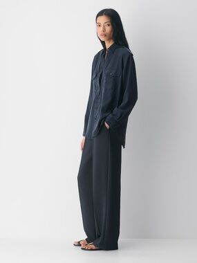 Aritzia Navy Wide-Leg Trousers